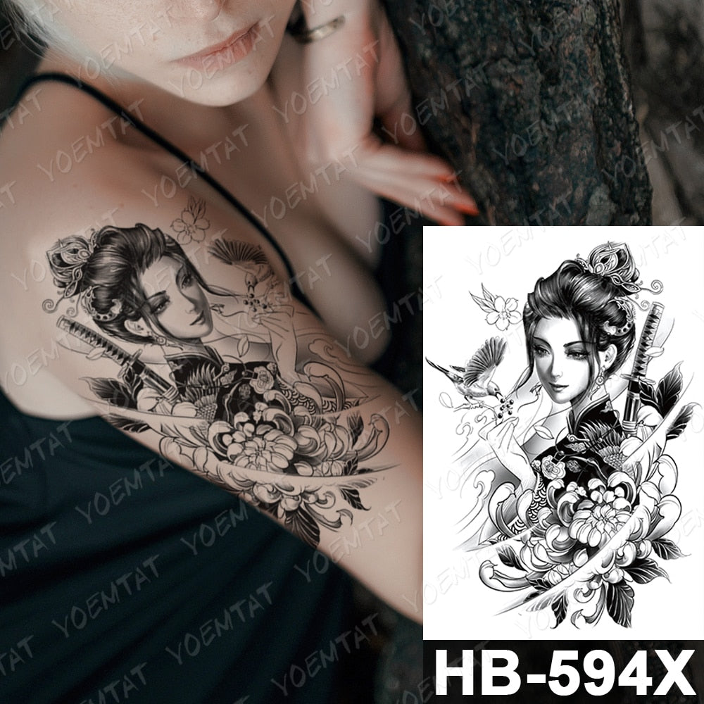 Waterproof Temporary Tattoo Stickers Fox Cat  Anime Kawaii Flash Tatoo Women Men Cute Pink Japanese Body Art Fake Sleeve Tattoos