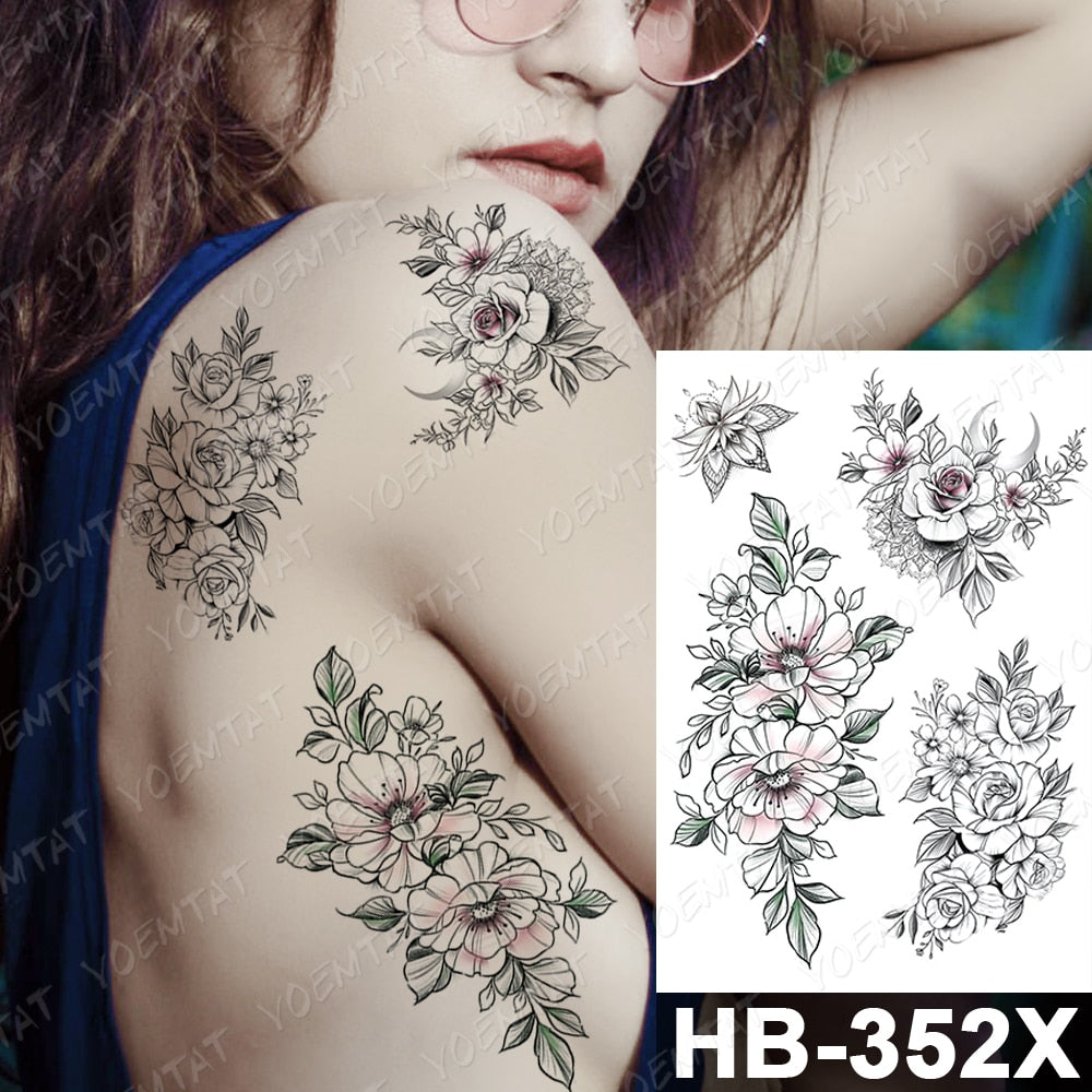 Waterproof Temporary Tattoo Stickers Fox Cat  Anime Kawaii Flash Tatoo Women Men Cute Pink Japanese Body Art Fake Sleeve Tattoos