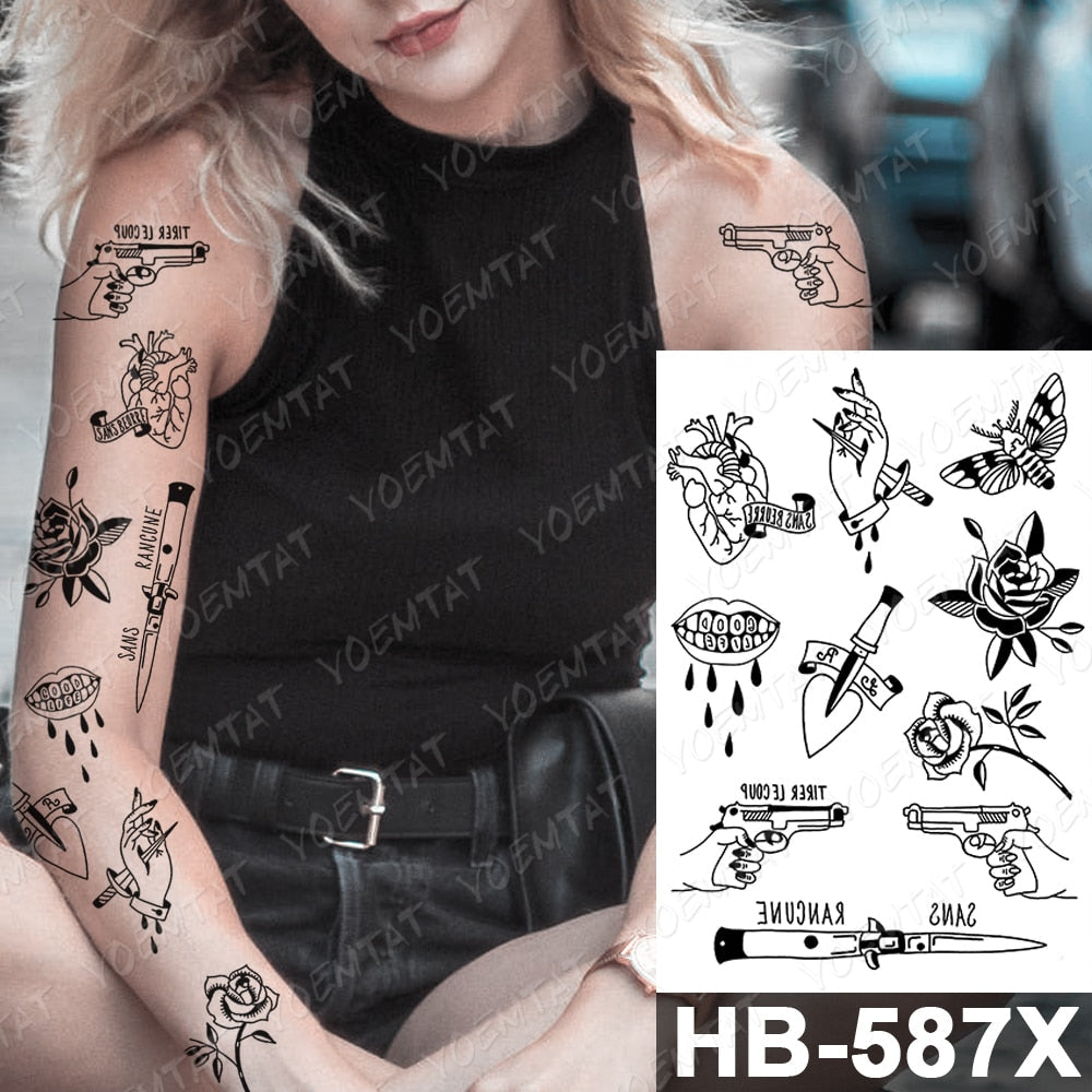 Waterproof Temporary Tattoo Stickers Fox Cat  Anime Kawaii Flash Tatoo Women Men Cute Pink Japanese Body Art Fake Sleeve Tattoos