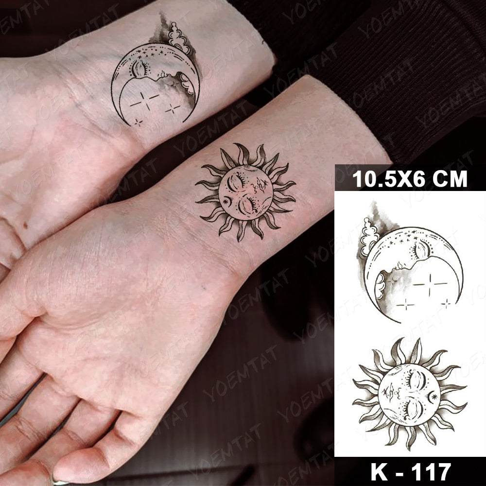 Waterproof Temporary Tattoo Stickers Black Butterfly Rose Transfer Flash Tatoo Women Sexy Neck Hand Chest  Body Art Fake Tattoos