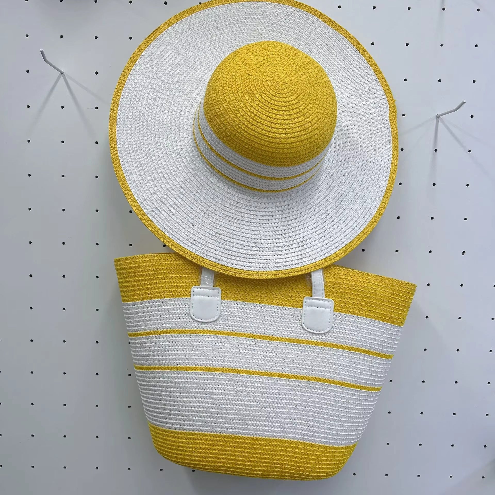 Handmade Designer Beach Straw Hat and Bag Set for Women