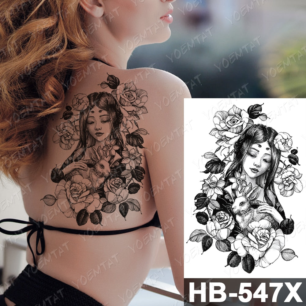 Waterproof Temporary Tattoo Stickers Fox Cat  Anime Kawaii Flash Tatoo Women Men Cute Pink Japanese Body Art Fake Sleeve Tattoos