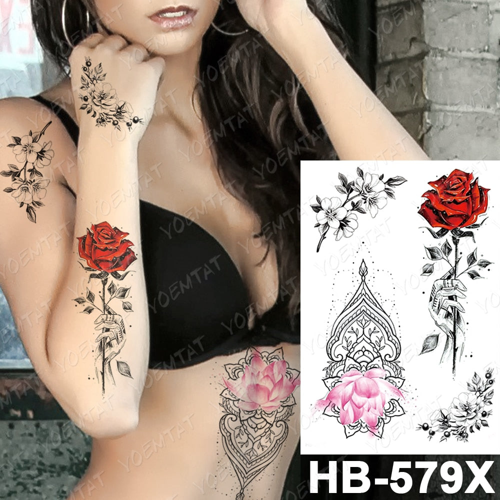 Waterproof Temporary Tattoo Stickers Fox Cat  Anime Kawaii Flash Tatoo Women Men Cute Pink Japanese Body Art Fake Sleeve Tattoos