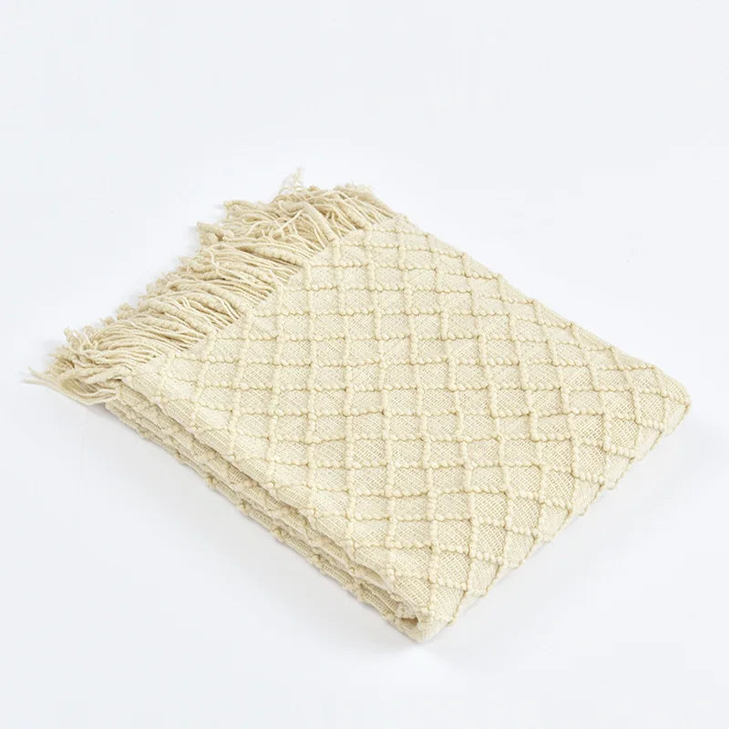 Textile City Knitted Throw Blanket Nordic Style Cozy Home Sofa Decorate Cover Yellow Plaid Bedspread 130x230cm