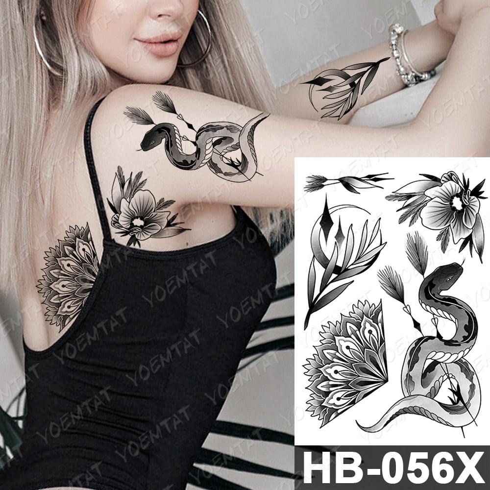 Waterproof Temporary Tattoo Stickers Fox Cat  Anime Kawaii Flash Tatoo Women Men Cute Pink Japanese Body Art Fake Sleeve Tattoos