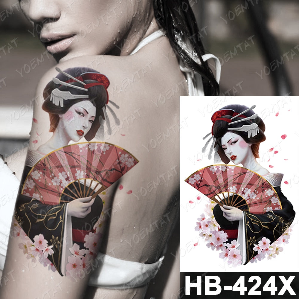 Waterproof Temporary Tattoo Stickers Fox Cat  Anime Kawaii Flash Tatoo Women Men Cute Pink Japanese Body Art Fake Sleeve Tattoos