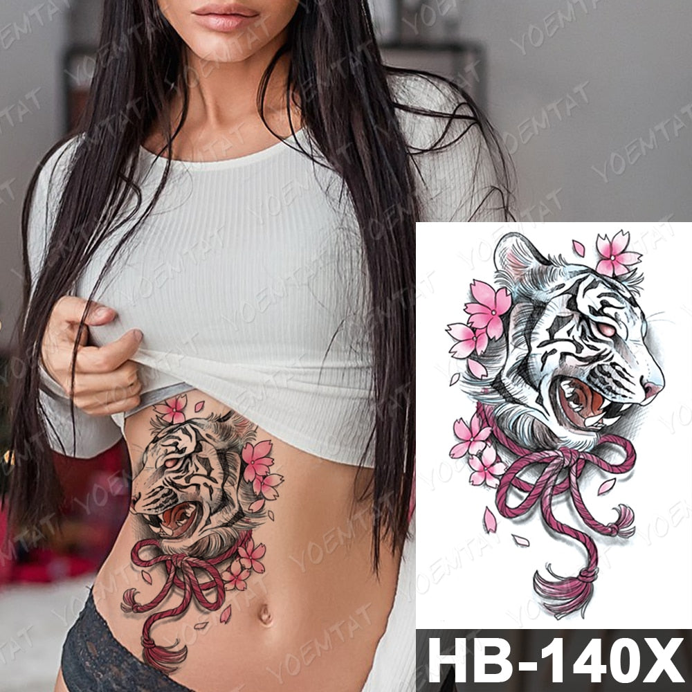 Waterproof Temporary Tattoo Stickers Fox Cat  Anime Kawaii Flash Tatoo Women Men Cute Pink Japanese Body Art Fake Sleeve Tattoos