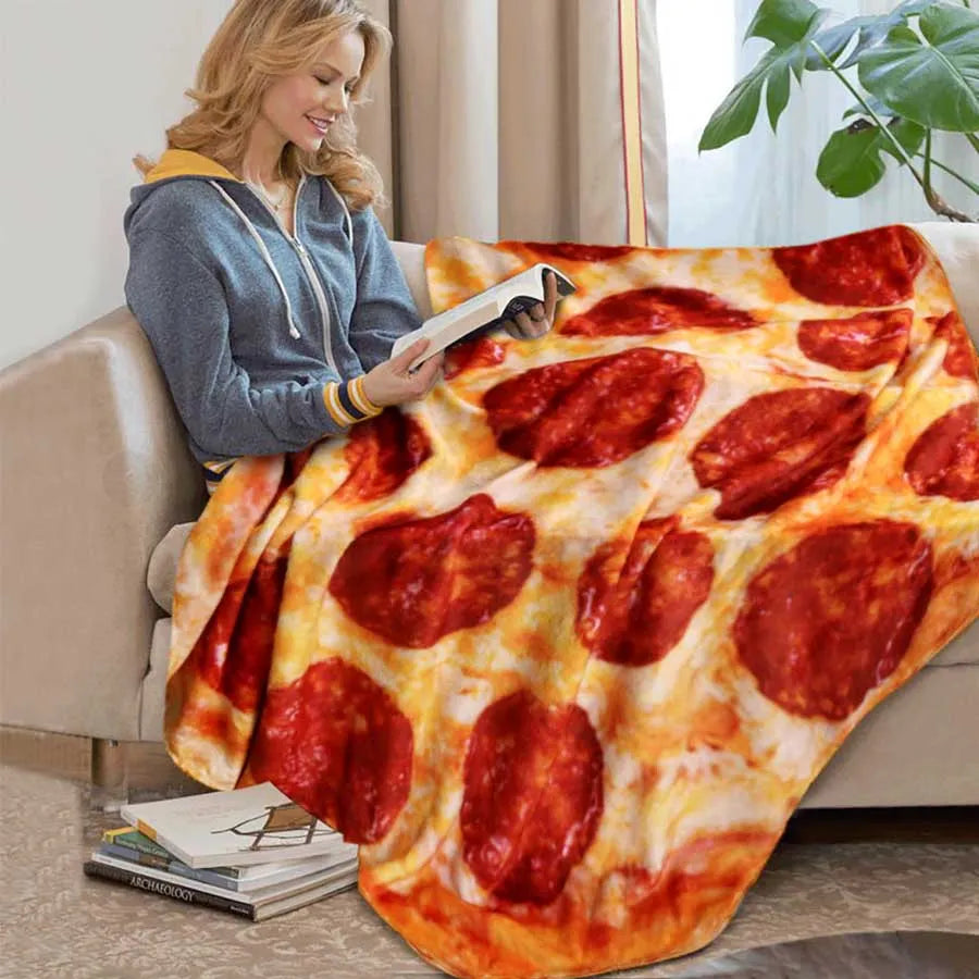 Warm coral fleece tortilla pizza blanket mexican round shape lavash wool sofa plaid plush bedspread winter throw blanket