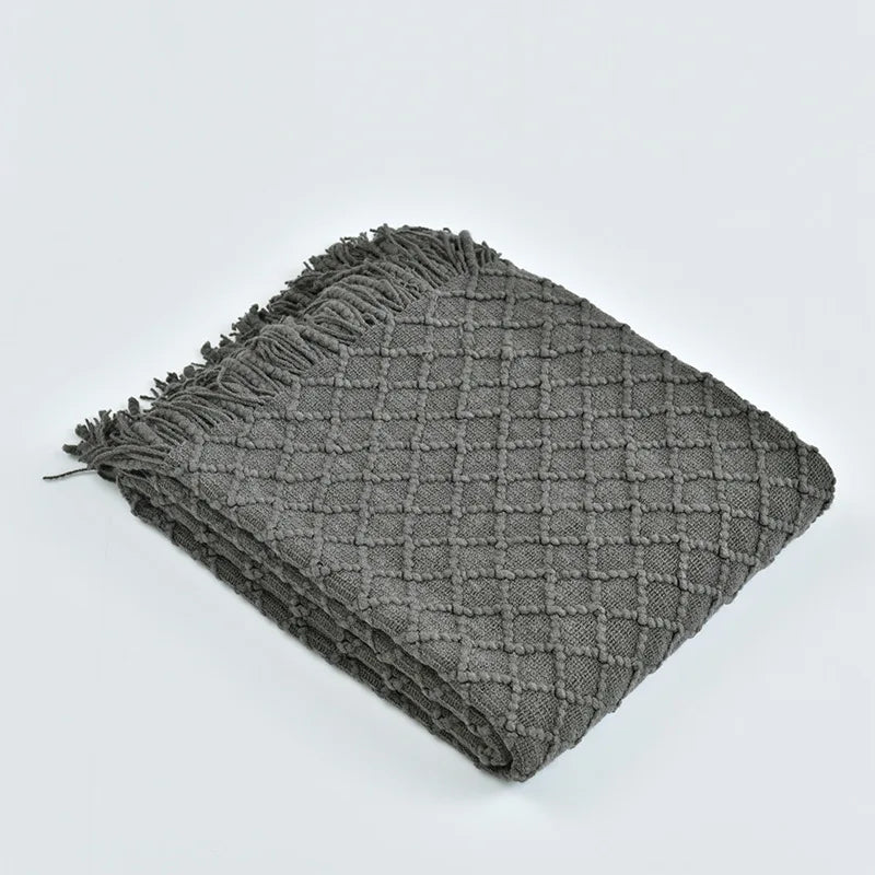 Textile City Knitted Throw Blanket Nordic Style Cozy Home Sofa Decorate Cover Yellow Plaid Bedspread 130x230cm