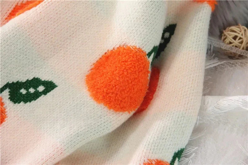 Women's Winter Orange High Neck Sweater