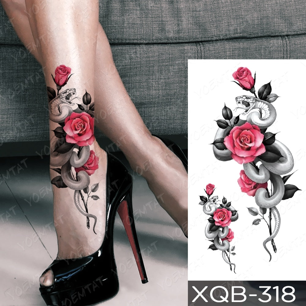 Waterproof Temporary Tattoo Stickers Fox Cat  Anime Kawaii Flash Tatoo Women Men Cute Pink Japanese Body Art Fake Sleeve Tattoos