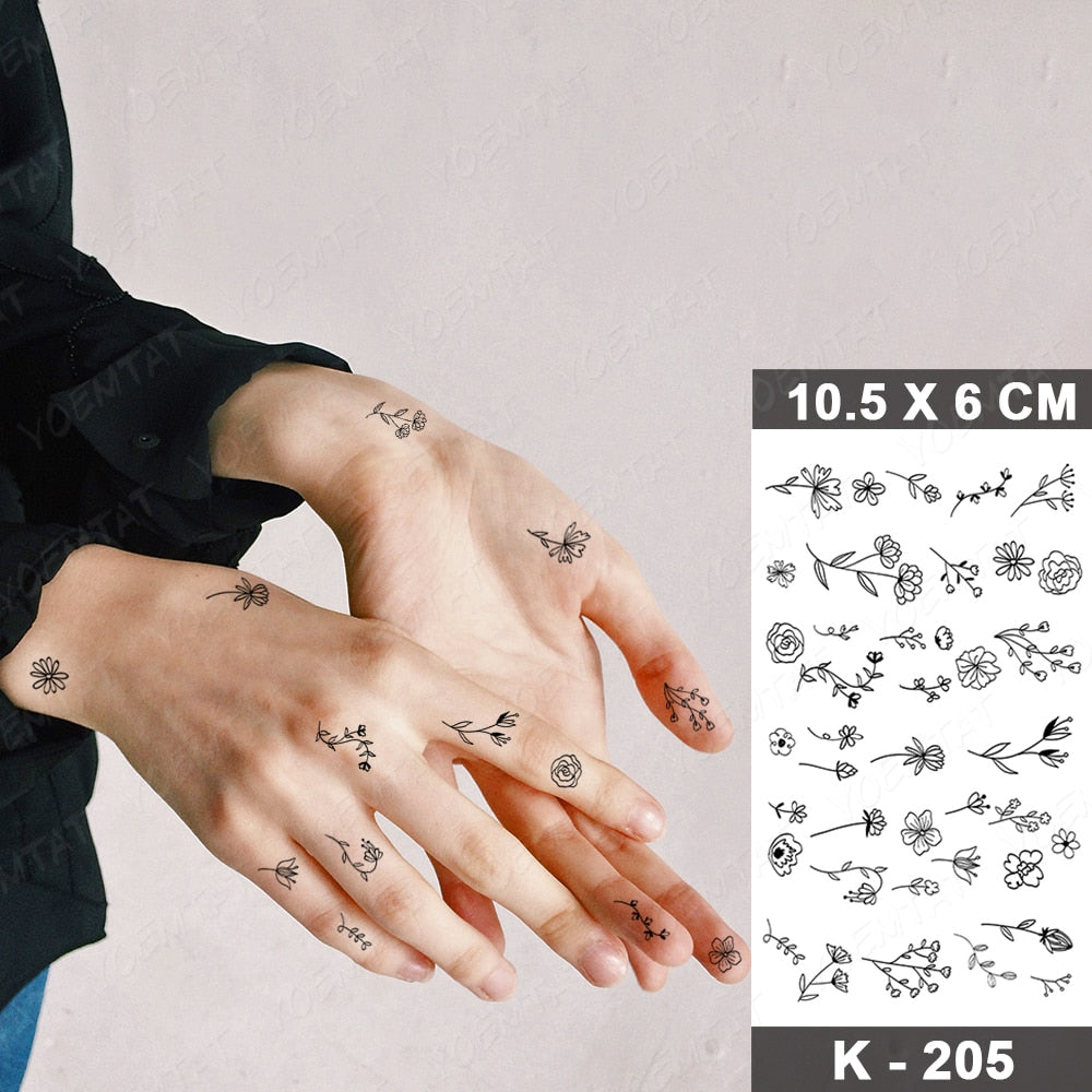 Waterproof Temporary Tattoo Stickers Black Butterfly Rose Transfer Flash Tatoo Women Sexy Neck Hand Chest  Body Art Fake Tattoos