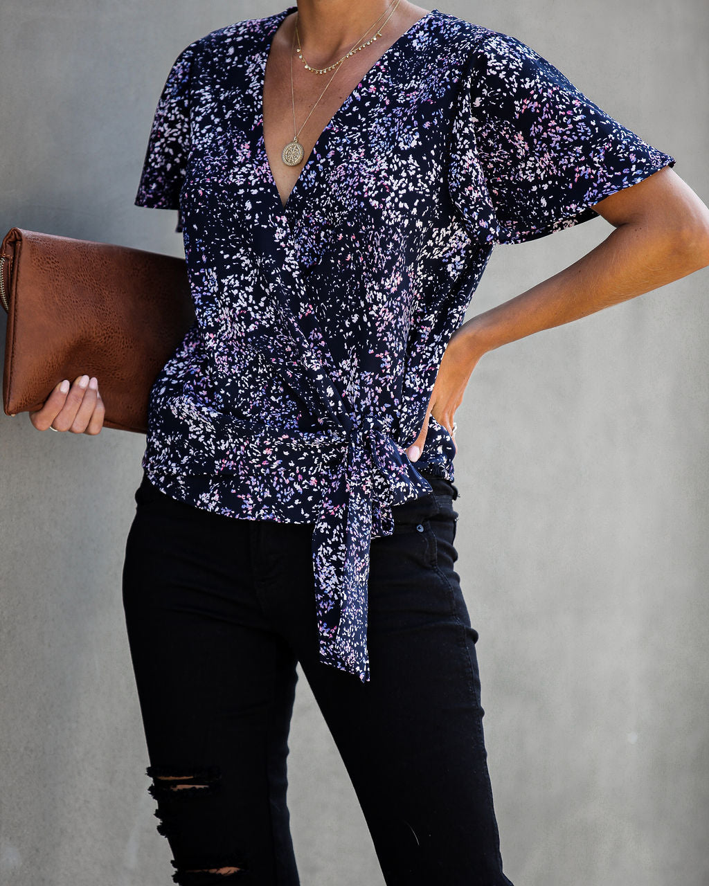 Marlowe Printed Wrap Blouse