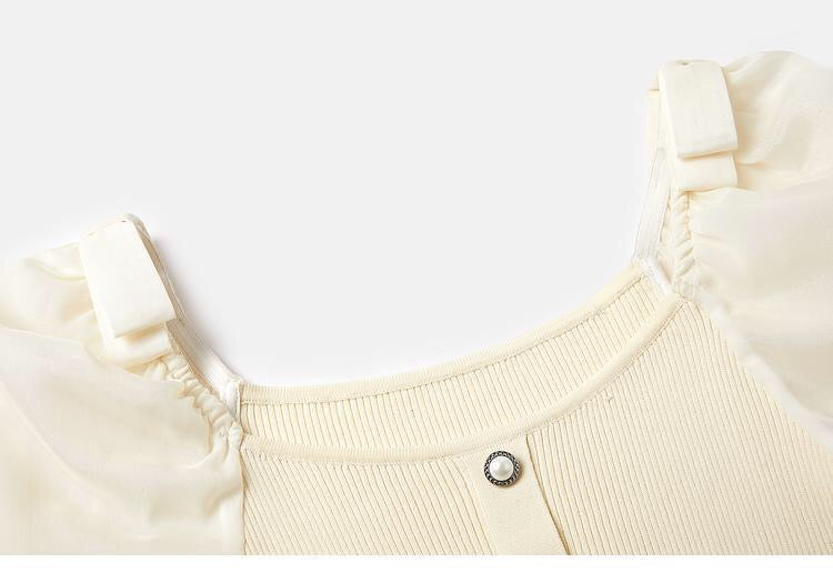 Mckinley Puff Sleeve Knit Crop Top - Yellow