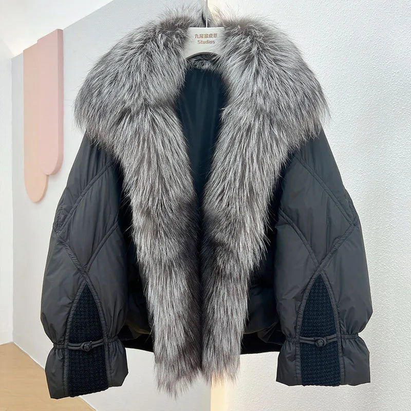 Winter Women Faux Fur Collar Short  Down Coat