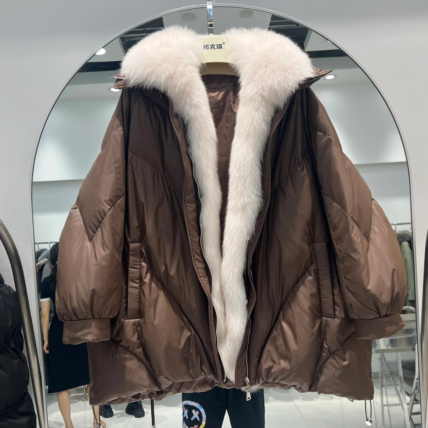 Fashion Fox Fur Winter Women Goose Down Jacket Coats