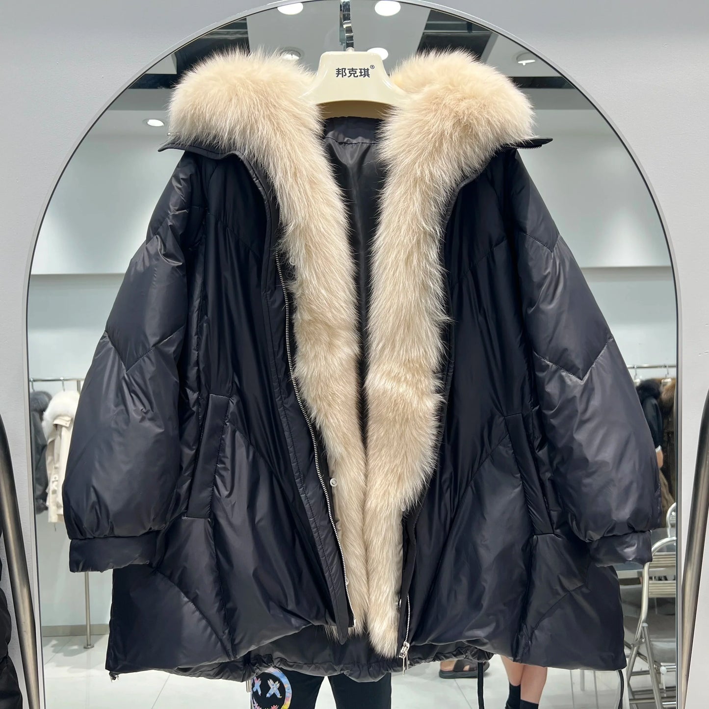 Fashion Fox Fur Winter Women Goose Down Jacket Coats