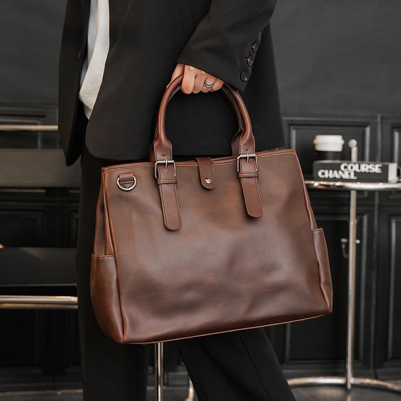 Large Capacity Retro Leather Briefcase