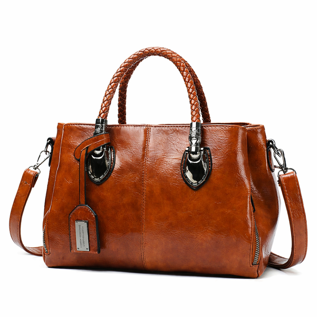 CrossBorder Trends Oil Wax Leather Messenger Bag - Vintage Women Stylish Handbag