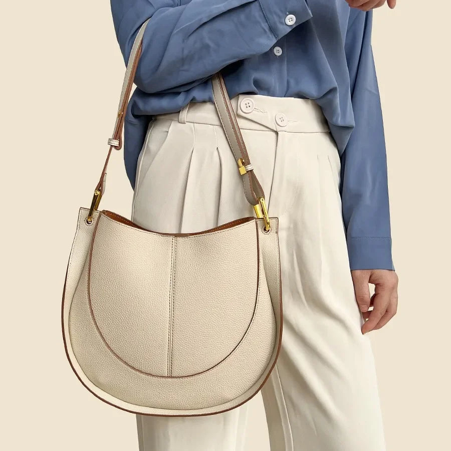 Luxury Soft Leather Crossbody Saddle Bag