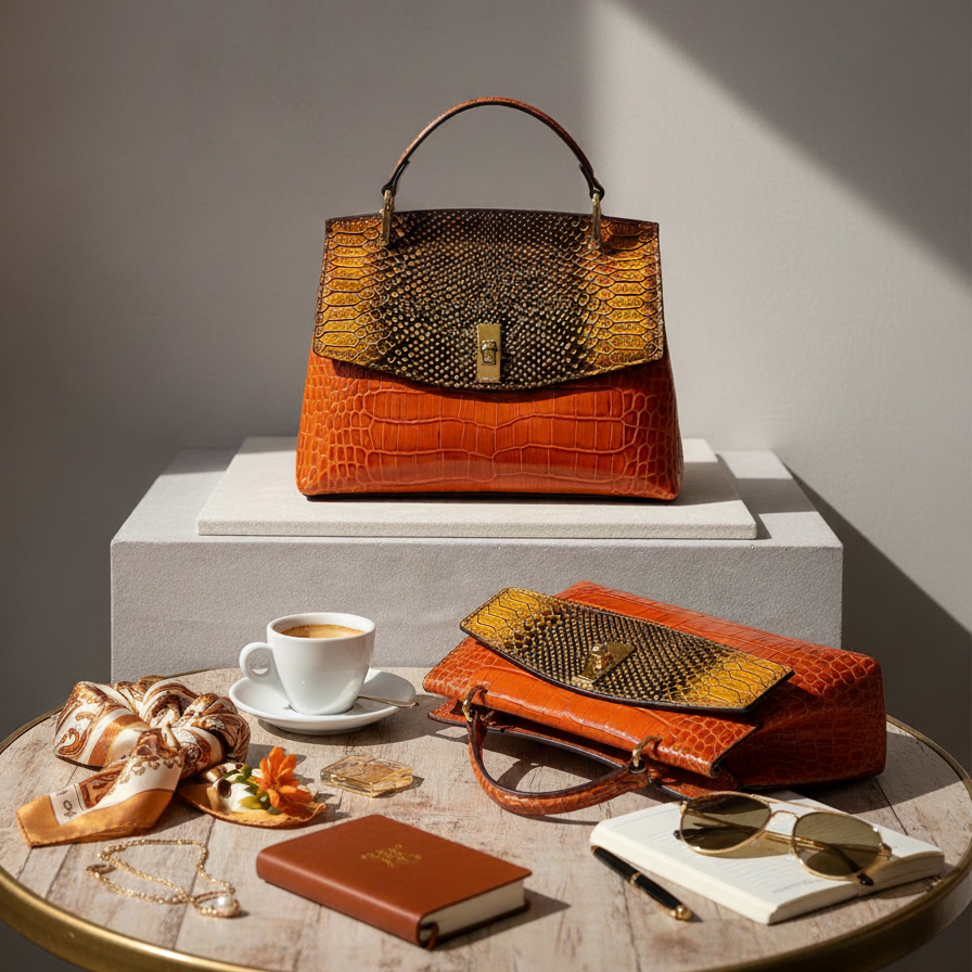Luxury Crocodile Print Synthetic Leather Crossbody Bag for Women