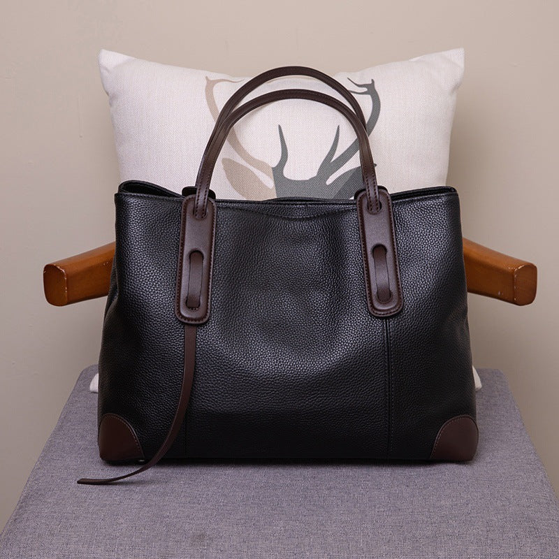 Luxury Soft Cowhide Leather Tote Bag - Women's Shoulder Handbag