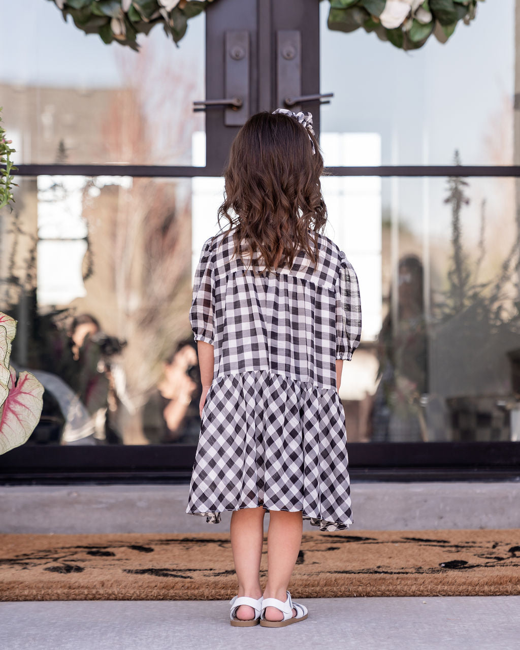 Mini - Winifred Puff Sleeve Gingham Babydoll Dress