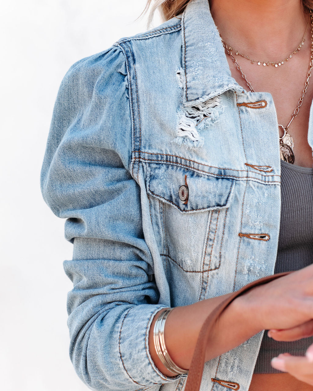 Mckinney Two-Tone Distressed Denim Jacket