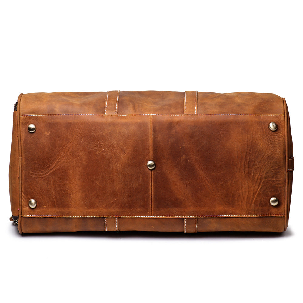 Men's Genuine Leather Duffle Bag – Top-Layer Cowhide Travel Bag, Large Capacity Crazy Horse Leather Luggage