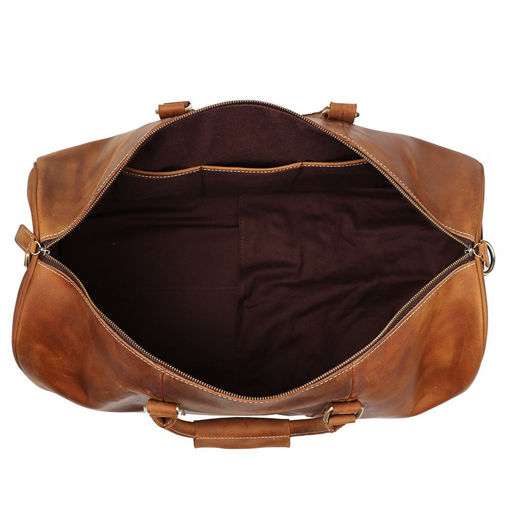 Men's Genuine Leather Duffle Bag – Top-Layer Cowhide Travel Bag, Large Capacity Crazy Horse Leather Luggage