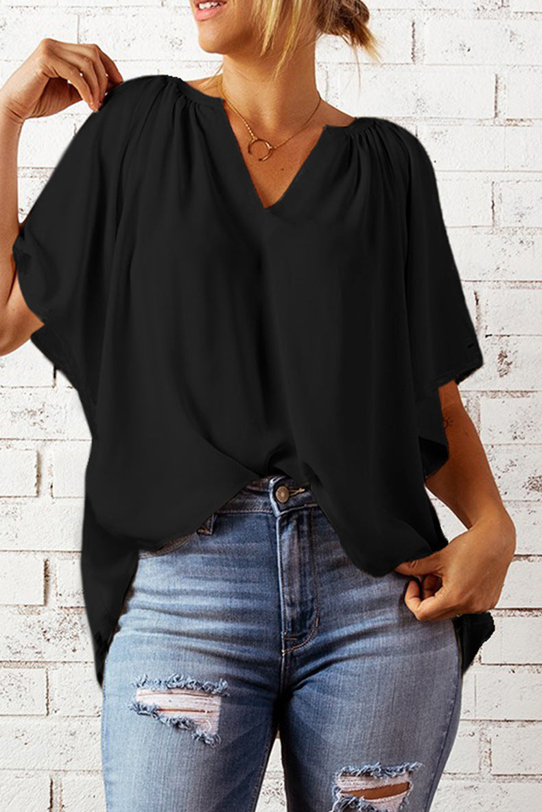 Leisure Chiffon Short Sleeves Women Blouses