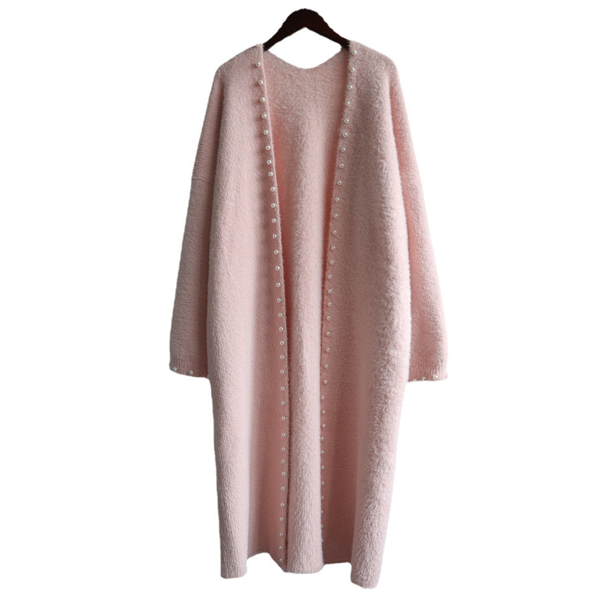 Leisure Mink Wool Winter Long Overcoat for Women
