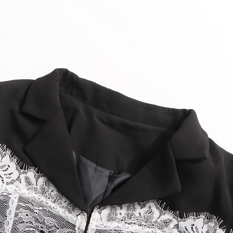 Women Lace Panel Corset Blazer