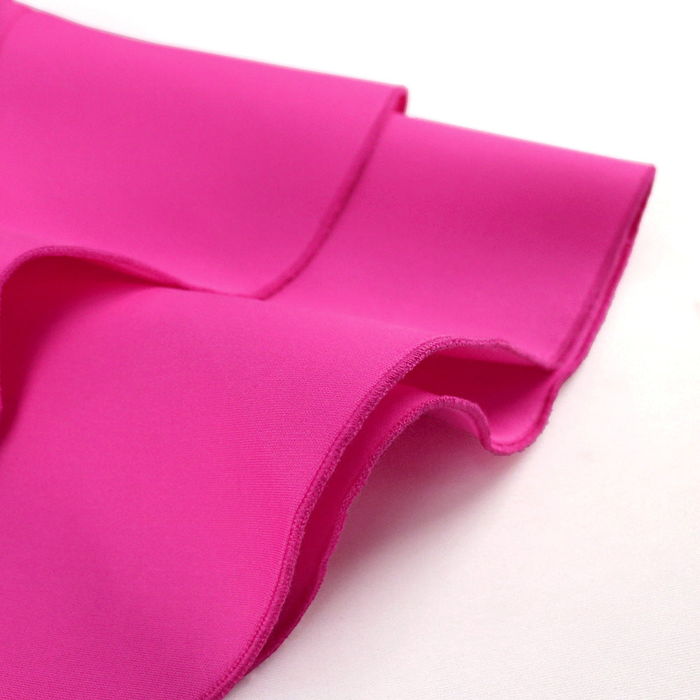 Rose Red High Waist Women Evening Party Dresses-Dresses-Free Shipping at meselling99