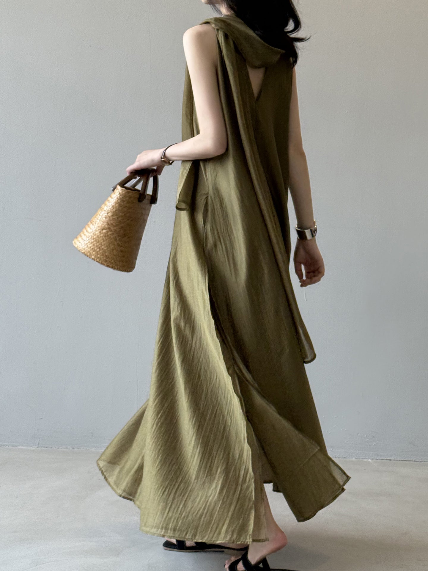 Summer Loose Women's Viscose Scarf Neckline Dress