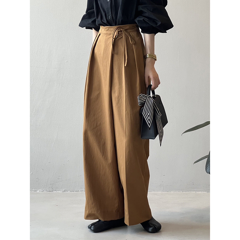 Designer Asymmetric Wrap-Waist Wide Leg Pants