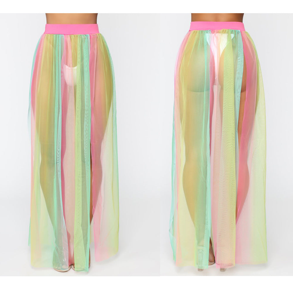 Summer See Through Beach Cover Up Skirt