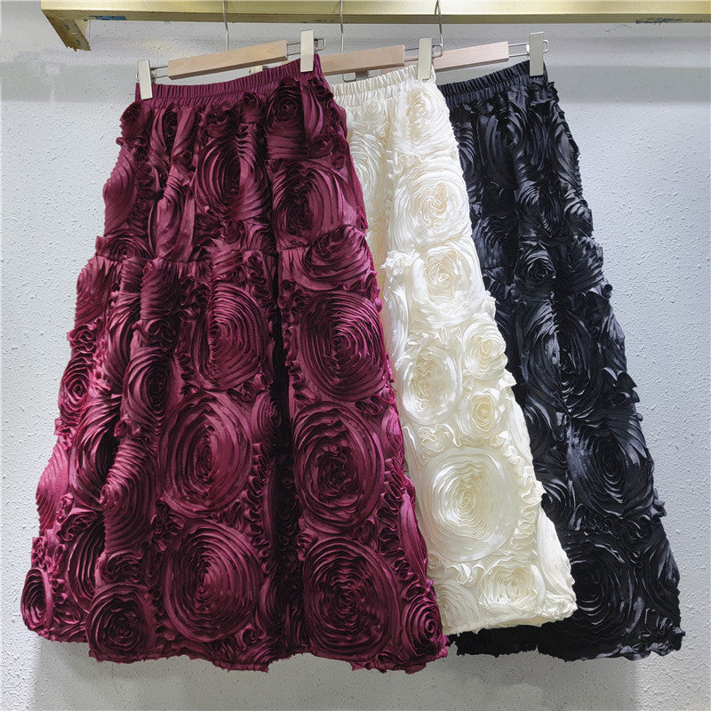Flower Tulle A-Line Maxi Skirt