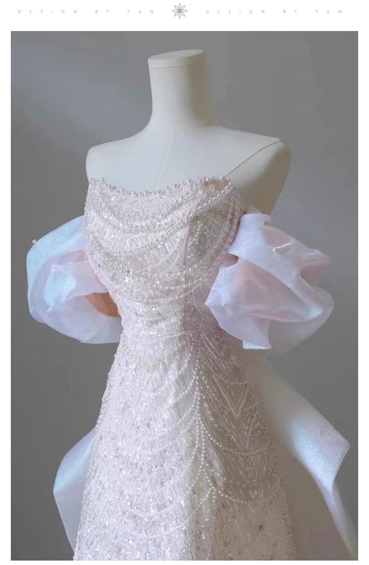 One-Shoulder Light Wedding Dress