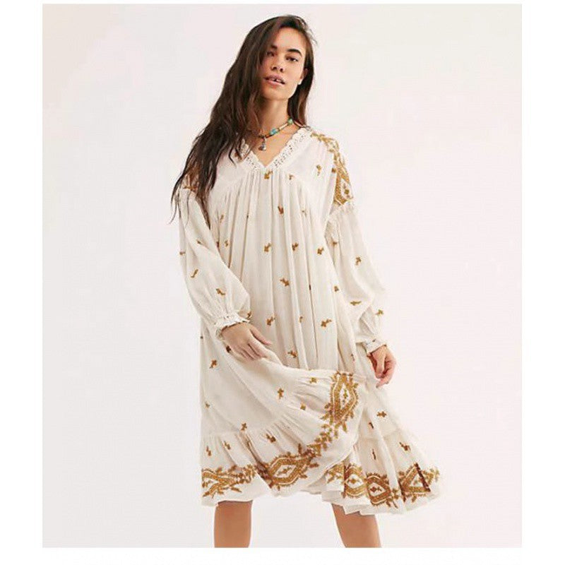 Bohemian Romantic Summer Doll Dress with Exquisite All-over Embroidery
