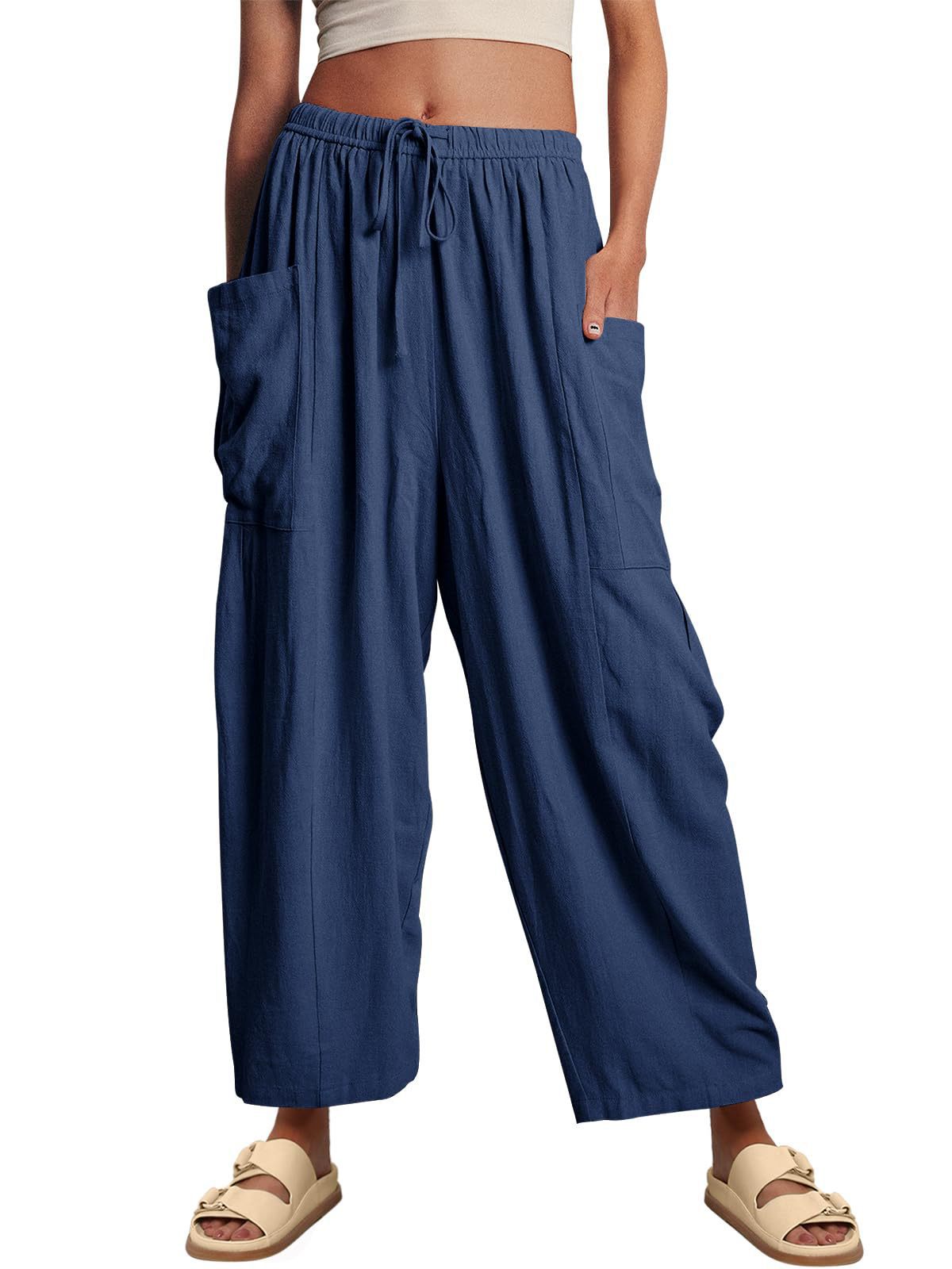 High-Waisted Wide-Leg Pants with Elastic Waist