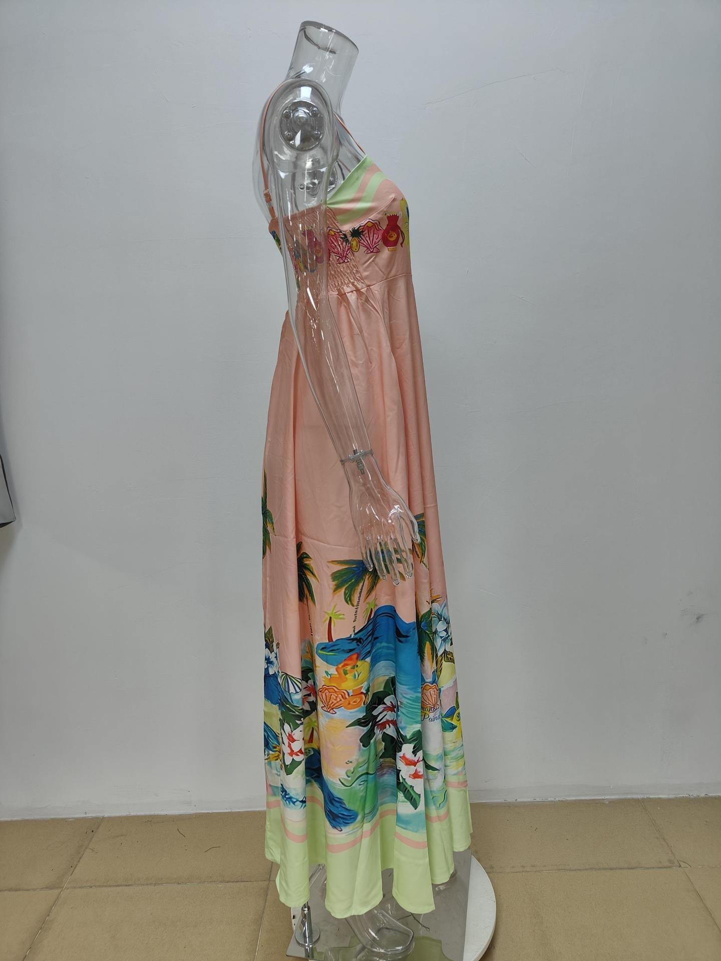 Elegant High-Waist Floral Print Sundress