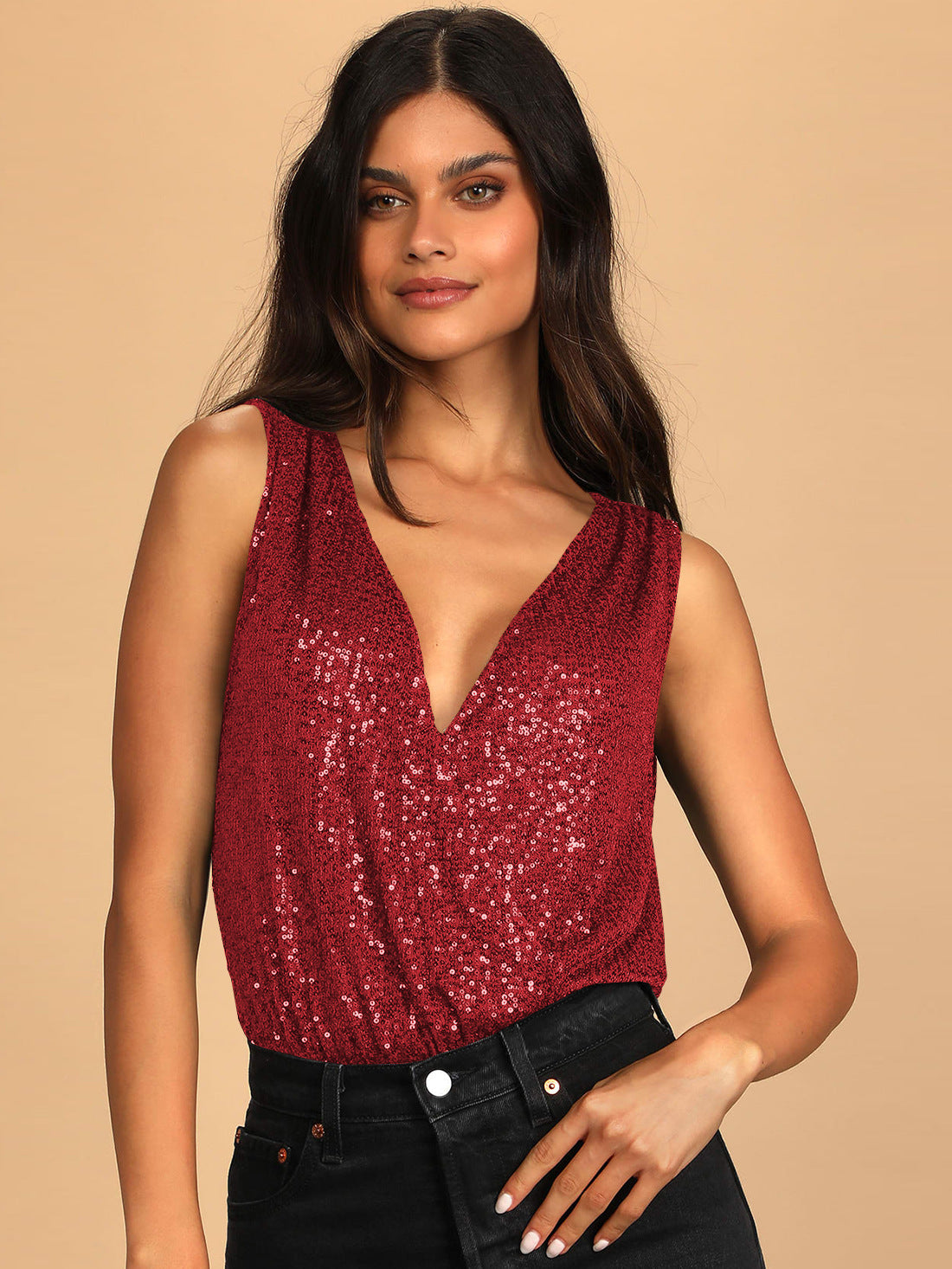 Sexy V Neck Shinning Backless Night Party Jumpsuits