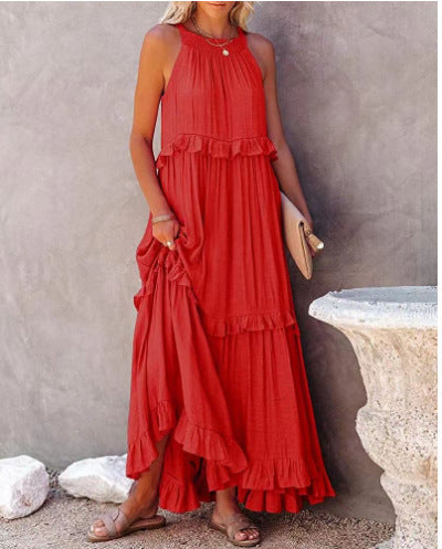 Casual Ruffled Summer Holiday Long Maxi Dresses