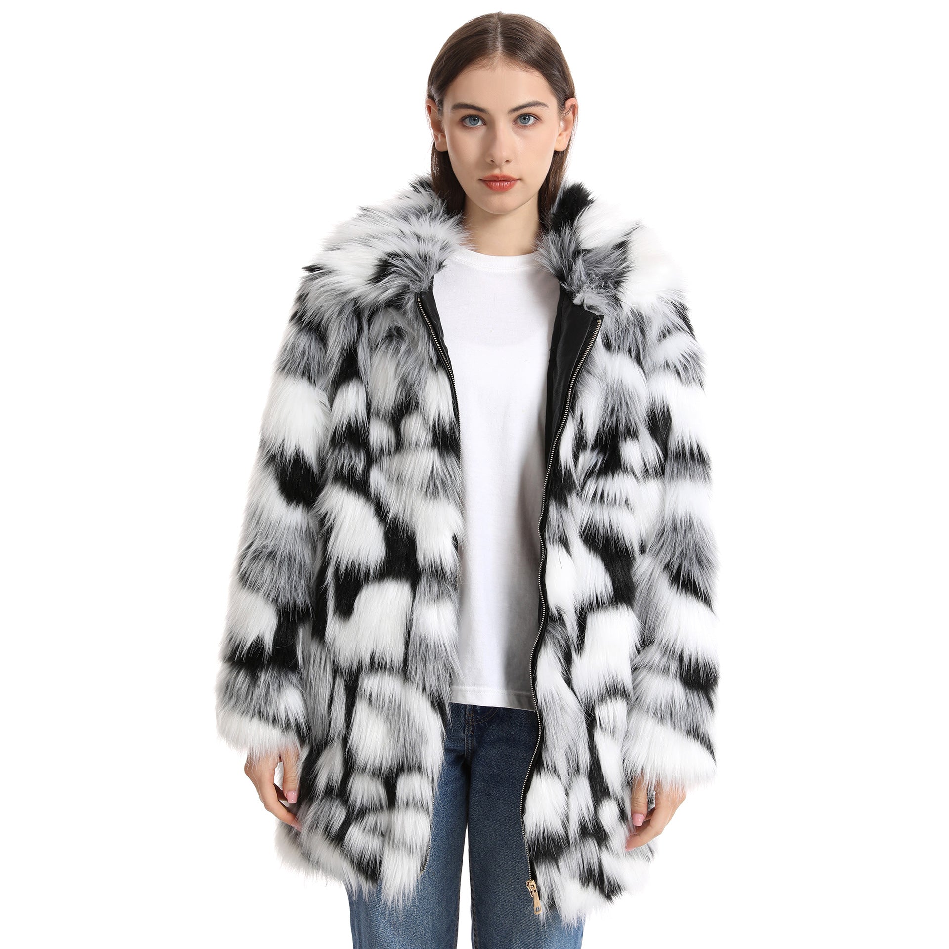 Women's Plush Long-Length Faux Fur Coat