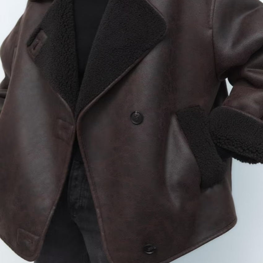 Women's Shearling-Lined Suede Jacket