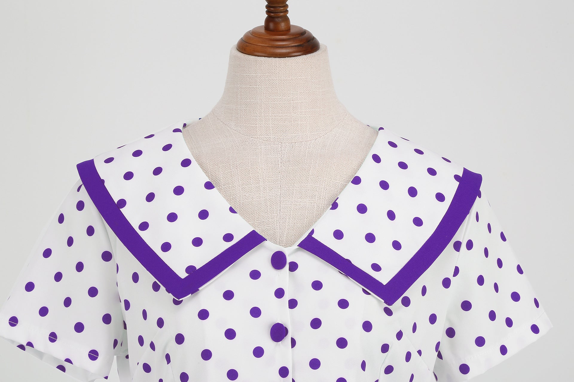 Vintage-Inspired Polka Dot Print Wrap Waist Flared Dress with Belt