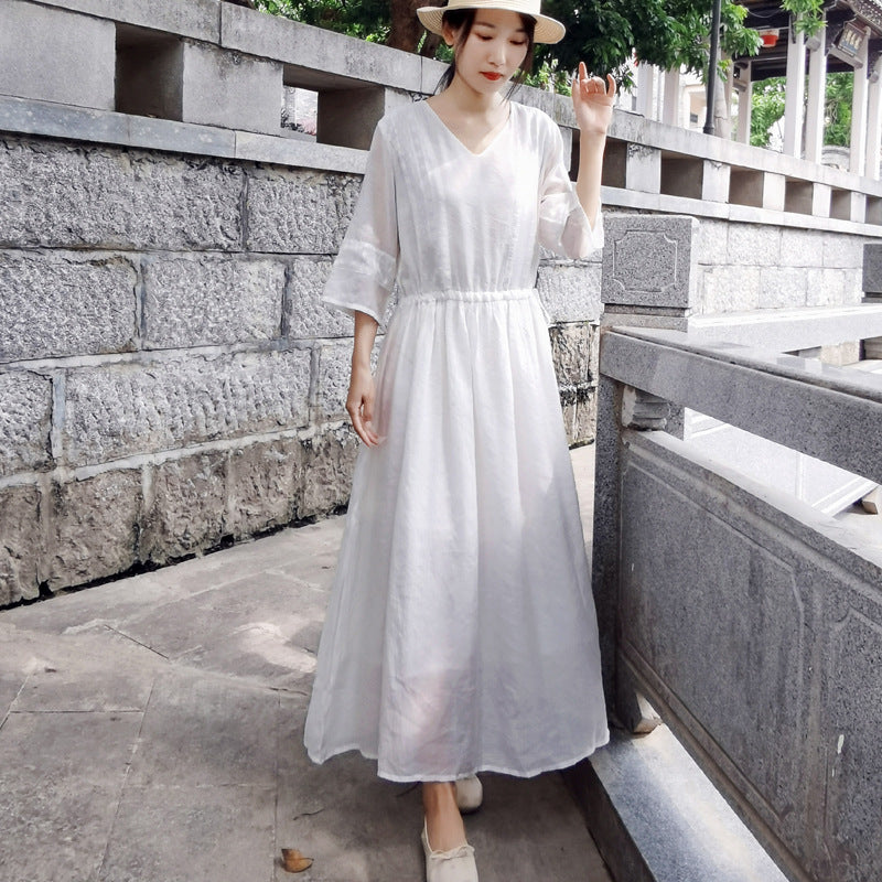 Ethnic Women Summer Linen Dresses-Dresses-Free Shipping at meselling99