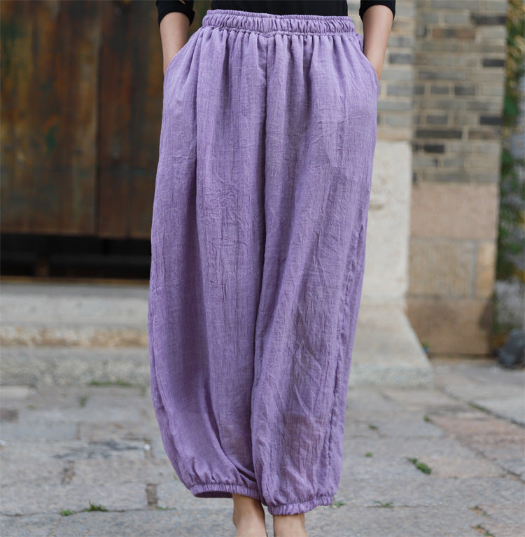 Women's Linen Cotton Loose Lounge Pants