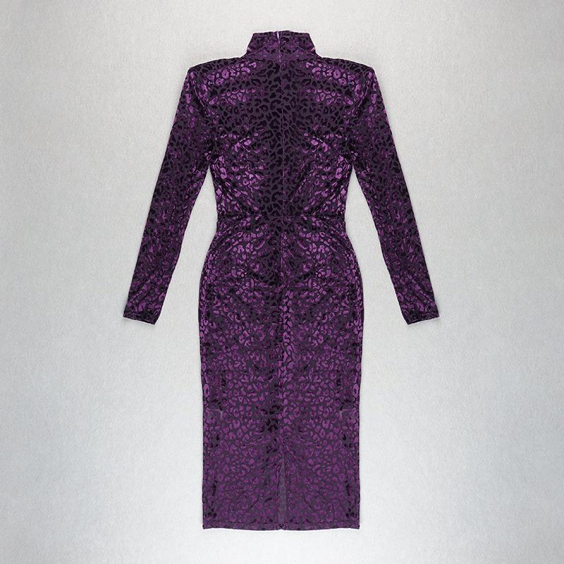 Vintage Leopard Purple Elastic Sexy Party Dresses-Dresses-Free Shipping at meselling99